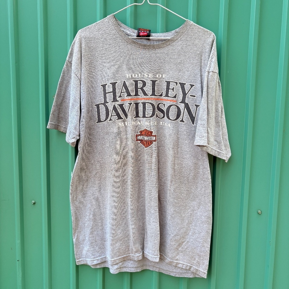 Vintage HARLEY DAVIDSON House of MILWAUKEE USA Shirt Grey Large